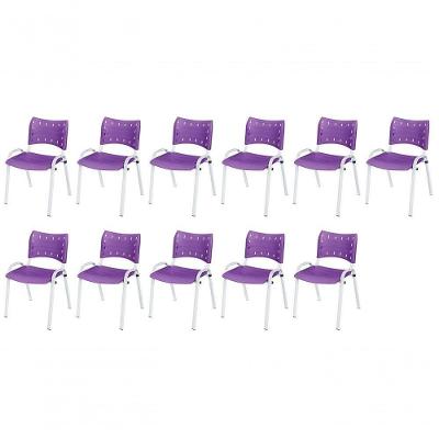 Cadeira Iso Base Branco Igreja, Escola, Escritório - Violeta Kit 11 Peças