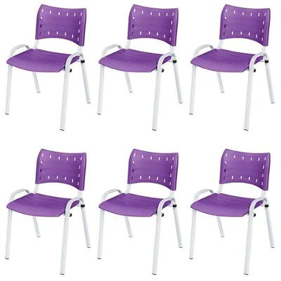 Cadeira Iso Base Branco Igreja, Escola, Escritório - Violeta Kit 6 Peças