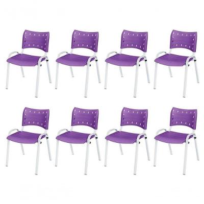 Cadeira Iso Base Branco Igreja, Escola, Escritório - Violeta Kit 8 Peças