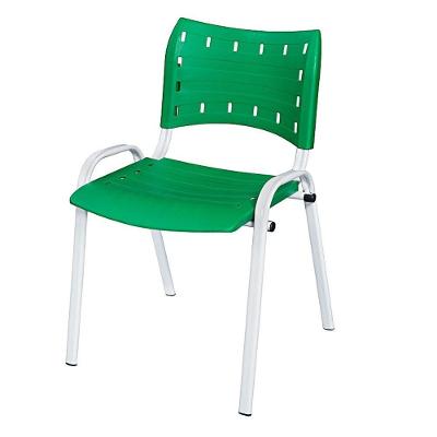 Cadeira Iso Base Branco Igreja, Escola, Escritório - Verde Kit 1 Peça