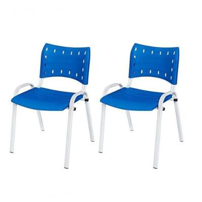 Cadeira Iso Base Branco Igreja, Escola, Escritório - Azul Kit 2 Peças