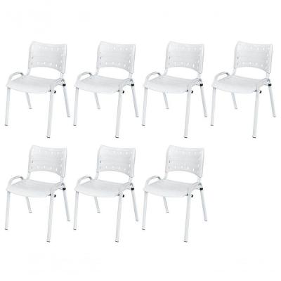 Cadeira Iso Base Branco Igreja, Escola, Escritório - Branco Kit 7 Peças