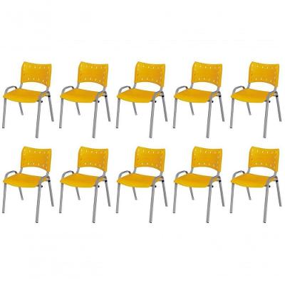 Cadeira Iso Base Cinza, Igreja, Escola, Escritório - Amarelo Kit 10 Peças