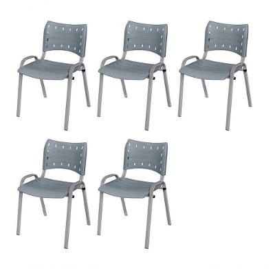 Cadeira Iso Base Cinza, Igreja, Escola, Escritório -cinza Kit 5 Peças