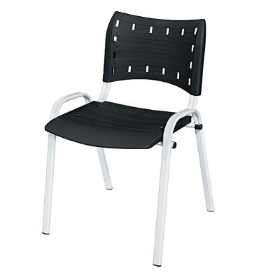 Cadeira Iso Base Branco Igreja, Escola, Escritório - Preto Kit 1 Peça