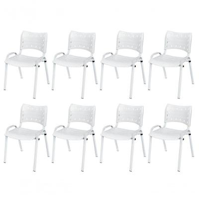 Cadeira Iso Base Branco Igreja, Escola, Escritório - Branco Kit 8 Peças