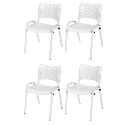 Cadeira Iso Base Branco Igreja, Escola, Escritório - Branco Kit 4 Peças