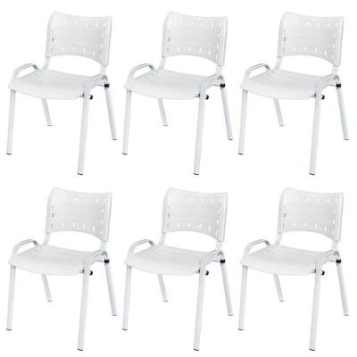 Cadeira Iso Base Branco Igreja, Escola, Escritório - Branco Kit 6 Peças