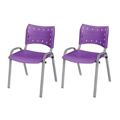 Cadeira Iso Base Cinza Igreja, Escola, Escritório - Violeta - Kit 2 Peças