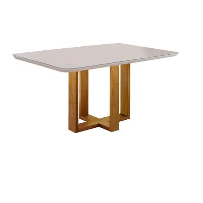 Mesa De Jantar 6 Lugares Lisy Com Tampo De Vidro 160cm