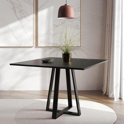 Mesa De Jantar Mônaco 110Cm Tampo Preto Pés Preto - Preto