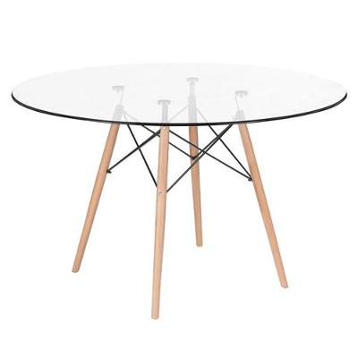 Mesa De Jantar Redonda Eames Eiffel Com Tampo De Vidro 120 Cm Incolor