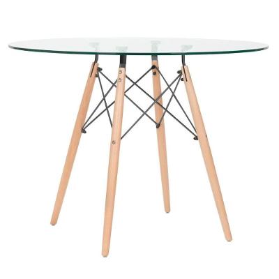 Mesa De Jantar Redonda Eames Eiffel Com Tampo De Vidro 100 Cm Incolor