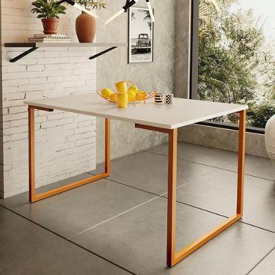 Mesa De Jantar Estilo Industrial 120X80Cm Cobre/Off White