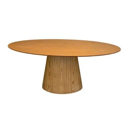 Mesa De Jantar Cone Oval 137x90 Cm Tampo Freijó Base Madeira Freijó