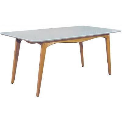 Mesa De Jantar Escócia Off White Com Pés Em Madeira 1,80 M