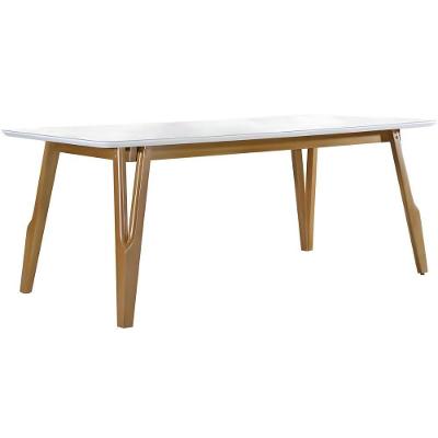 Mesa De Jantar Siena Off White Com Pés Em Madeira 1,80 M