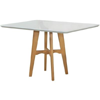 Mesa De Jantar Milão Off White Com Pés Em Madeira 1,20 M