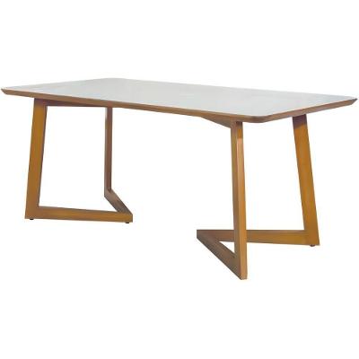 Mesa De Jantar Luna Off White Com Pés Em Madeira 1,80 M