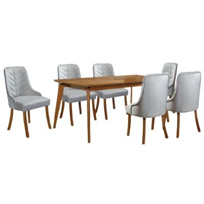 Conjunto Sala De Jantar Jade Tampo Laminado 1,80 M Com 6 Cadeiras Brisa Veludo Cinza