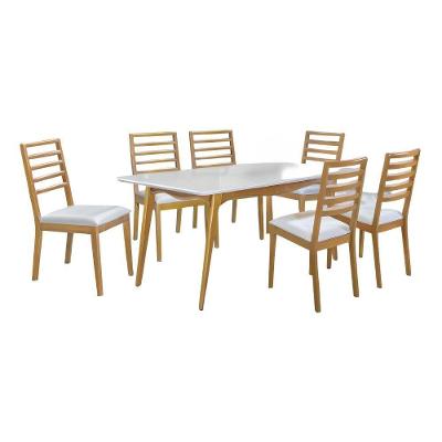 Conjunto Sala De Jantar Escócia Off White 2 M Com 6 Cadeiras Valença Em Madeira