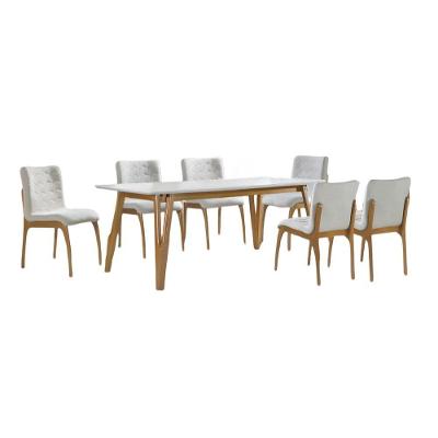 Conjunto Sala De Jantar Siena Off White 1,80 M Em Madeira Com 6 Cadeiras