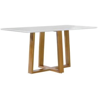 Mesa De Jantar Pedro Off White Com Pés Em Madeira 1,20 M