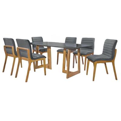 Conjunto Sala De Jantar Sparta Grafite 1,80 M Em Madeira Com 6 Cadeiras Petra