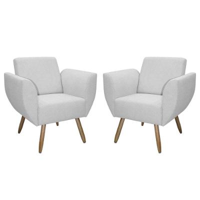 Kit De 2 Poltronas Jolly Cadeira Decorativa Em Tecido Boucle Cinza