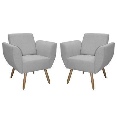 Kit De 2 Poltronas Jolly Cadeira Decorativa Em Tecido Boucle Cinza Escuro