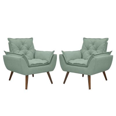 Kit De 2 Poltronas Opala Conforto Tecido Boucle Pés Trapézio Verde