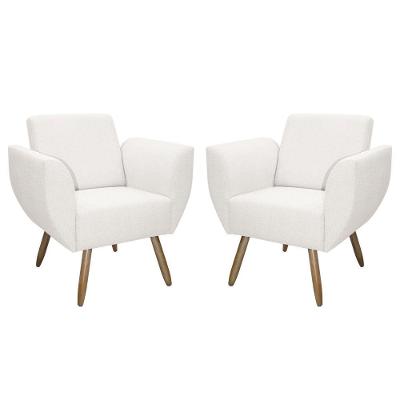 Kit De 2 Poltronas Jolly Cadeira Decorativa Em Tecido Boucle Branco