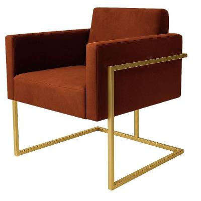 Poltrona Decorativa Bélgica Veludo Terracota Metal Dourado