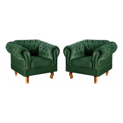Kit 2 Poltronas Chesterfield Dom Pedro Vintage Retrô Capitonê Veludo Verde
