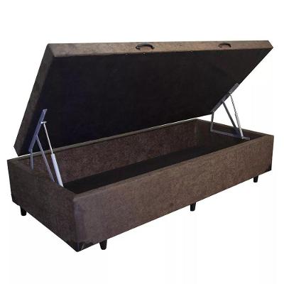 Cama Box Baú Blindado Solteiro King Design Suede Marrom 88x188x41