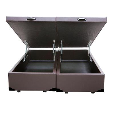 Cama Box Baú Blindado Casal Bipartido King Design Sintético Marrom 138x188x41