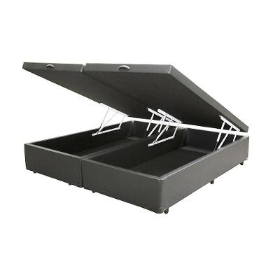 Cama Box Baú Casal Bipartido King Design Sintético Cinza 138x188x41