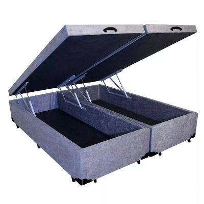 Cama Box Baú Blindado Casal Bipartido King Design Suede Cinza 138x188x41