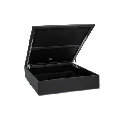 Cama Box Baú Casal Extremo Reforçado King Design Sintético Cinza 138x188x41
