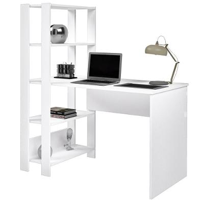 Mesa Escrivaninha 134x120 Cm 3 Prateleiras Branco Arly Branco