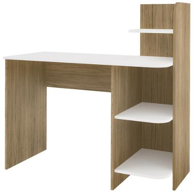 Mesa Escrivaninha 3 Prateleiras 111 Cm Carvalho Branco Arly Carvalho Branco