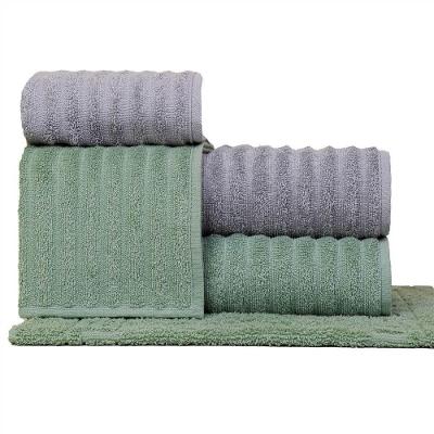 Jogo De Toalhas Fio Penteado Gigante 5 Peças - Soft - Verde + Prata