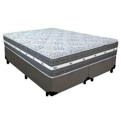 Cama Box Casal Bipartido Sintético + Colchão Anjos Black Graphite Molas Ensacadas 138x188x64cm Cinza