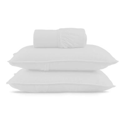 Jogo De Cama Casal Malha Lisa Com Elástico 100% Algodão - Linha Casa - Branco