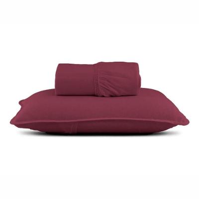 Jogo De Cama Solteiro Malha Lisa Com Elástico 100% Algodão - Linha Casa - Vermelho