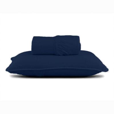 Jogo De Cama Solteiro Malha Lisa Com Elástico 100% Algodão - Linha Casa - Azul