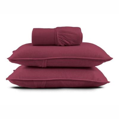Jogo De Cama Queen Malha Lisa Com Elástico 100% Algodão - Linha Casa - Vermelho