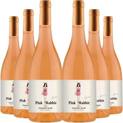 Kit 6 Garrafas Vinho Rose Pink Rabbit 750ml