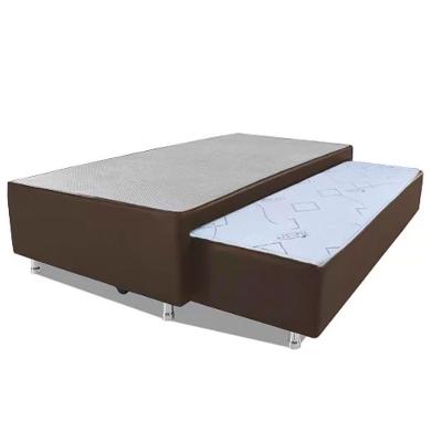 Cama Box Bicama Auxiliar Solteiro Sintético Espuma 8cm 88x188x40 Marrom