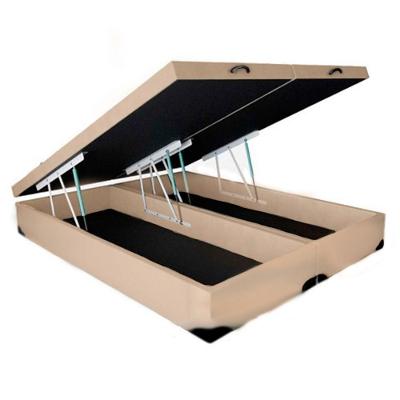 Cama Box Baú Casal Bipartido King Design Sintético Bege 138x188x41